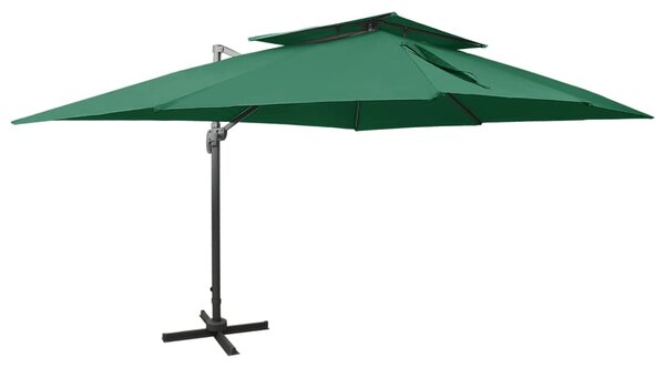 Cantilever Umbrella with Double Top Green 400x300 cm