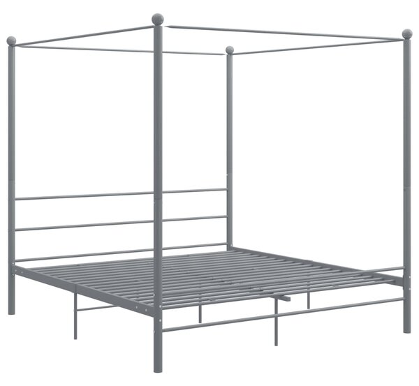 Canopy Bed Frame without Mattress Grey Metal 200x200 cm