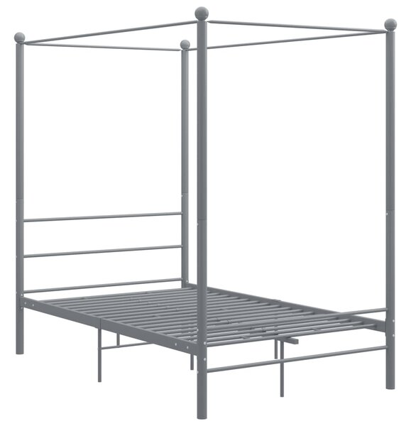 Canopy Bed Frame without Mattress Grey Metal 120x200 cm