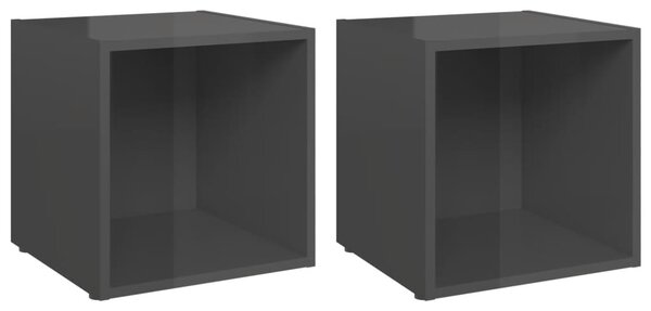 TV Cabinets 2 pcs High Gloss Grey 37x35x37 cm Engineered Wood