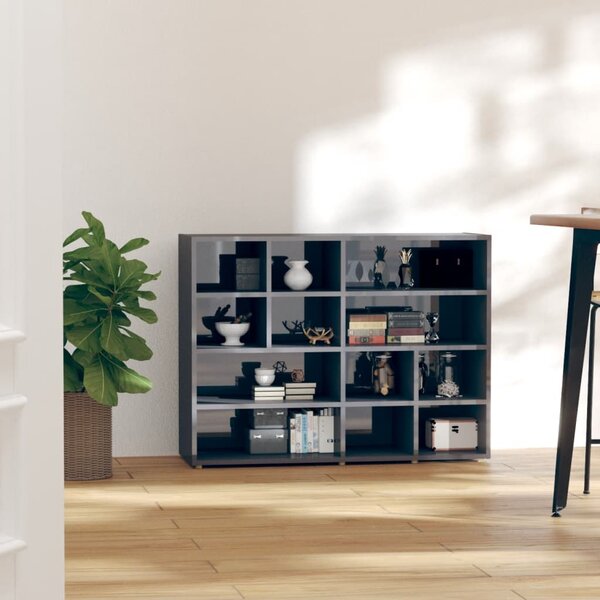 Side Cabinet High Gloss Grey 97x32x72 cm Engineered Wood