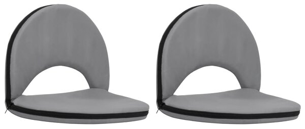 Foldable Ground Chair 2 pcs Grey Steel and Fabric