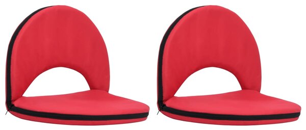 Foldable Ground Chair 2 pcs Red Steel and Fabric