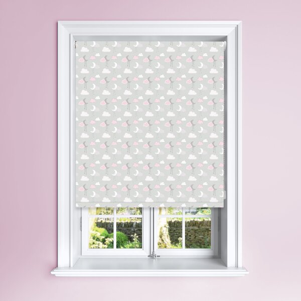Pink Cloudscape Blackout Roller Blind Pink, Grey and White