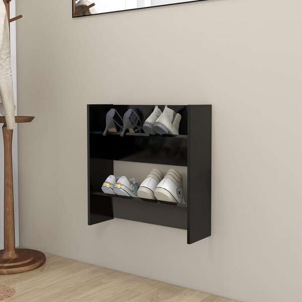 Wall Shoe Cabinet Black 60x18x60 cm Engineered Wood