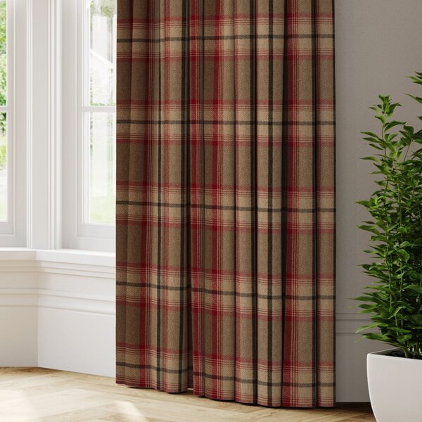 Highland Check Made to Measure Curtains Brown/Red/Black