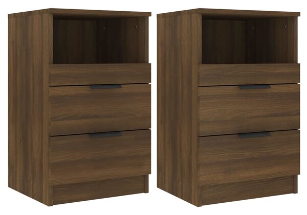 Bedside Cabinets 2 pcs Brown Oak Engineered Wood