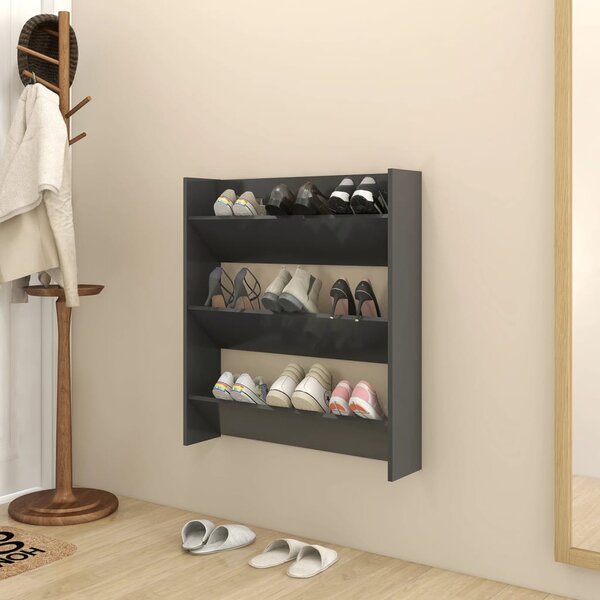 Wall Shoe Cabinet Grey 80x18x90 cm Engineered Wood