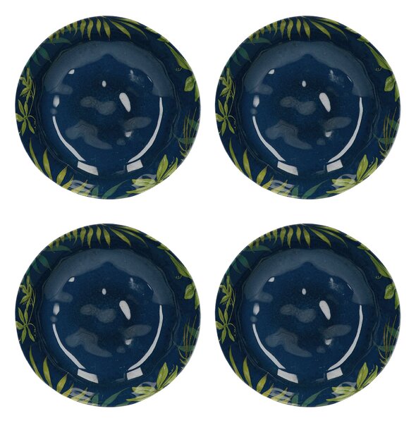 Set of 4 Mikasa Drift Melamine Pasta Bowls Blue/White/Green