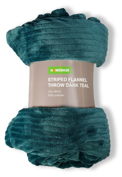 Striped Fleece Throw - Dark Teal - 130x180cm