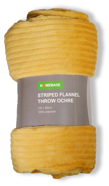 Striped Fleece Throw - Ochre - 130x180cm