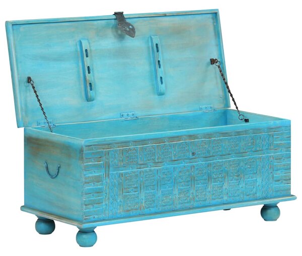 Storage Chest Solid Mango Wood Blue 100x40x41 cm