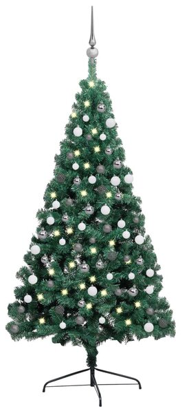 Artificial Half Pre-lit Christmas Tree with Ball Set Green 210 cm