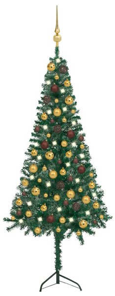Corner Artificial Christmas Tree LEDs&Ball Set Green 120 cm PVC