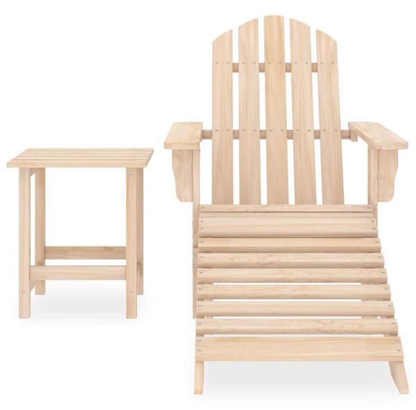 Garden Adirondack Chair with Ottoman and Table Solid Fir Wood