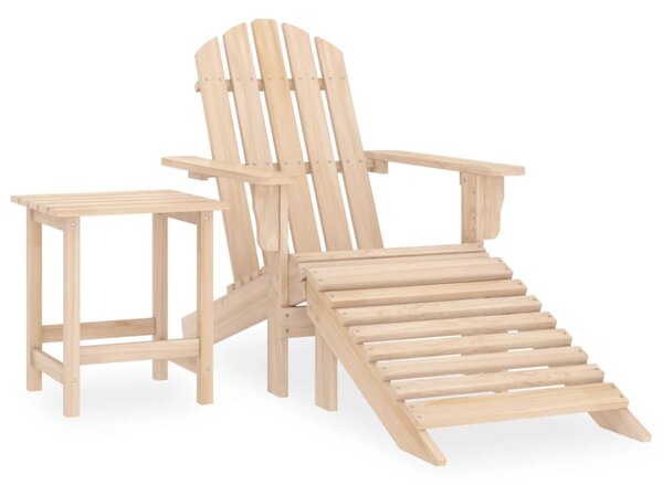 Garden Adirondack Chair with Ottoman and Table Solid Fir Wood