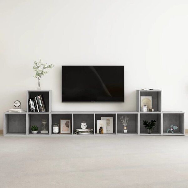 5 Piece TV Cabinet Set Concrete Grey Chipboard