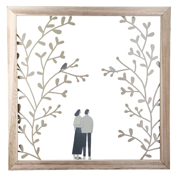 Colindale Metal Couple Wall Art In Matt White And Grey