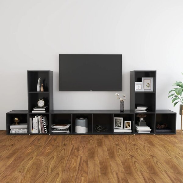 5 Piece TV Cabinet Set Grey Chipboard