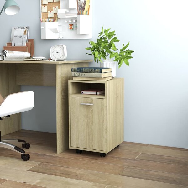 Side Cabinet with Wheels Sonoma Oak 33x38x60 cm Engineered Wood