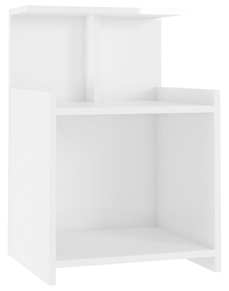 Bed Cabinet High Gloss White 40x35x60 cm Engineered Wood