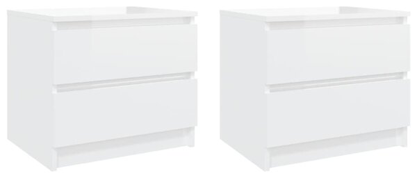 Bed Cabinets 2 pcs High Gloss White 50x39x43.5 cm Engineered Wood