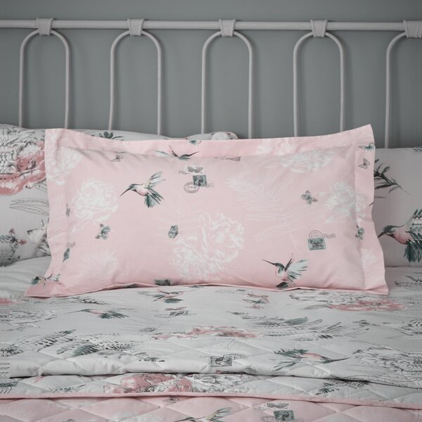 Heavenly Hummingbird Blush Oxford Pillowcase Pink/Green/White