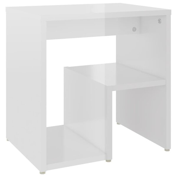 Bed Cabinet High Gloss White 40x30x40 cm Engineered Wood