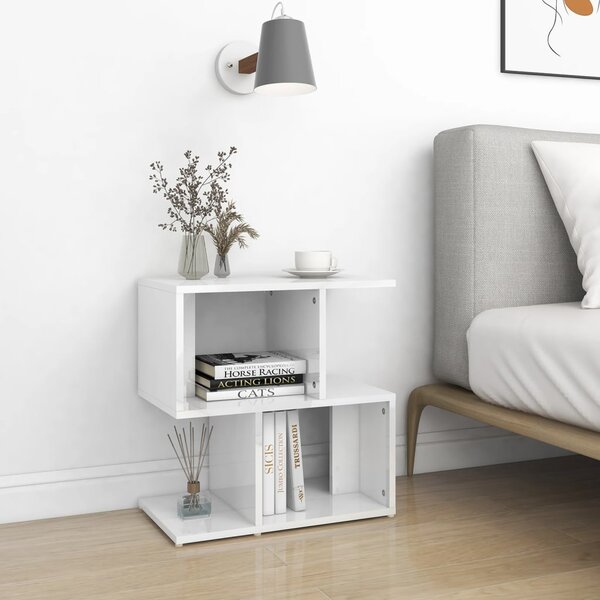 Bedside Cabinet High Gloss White 50x30x51.5 cm Engineered Wood