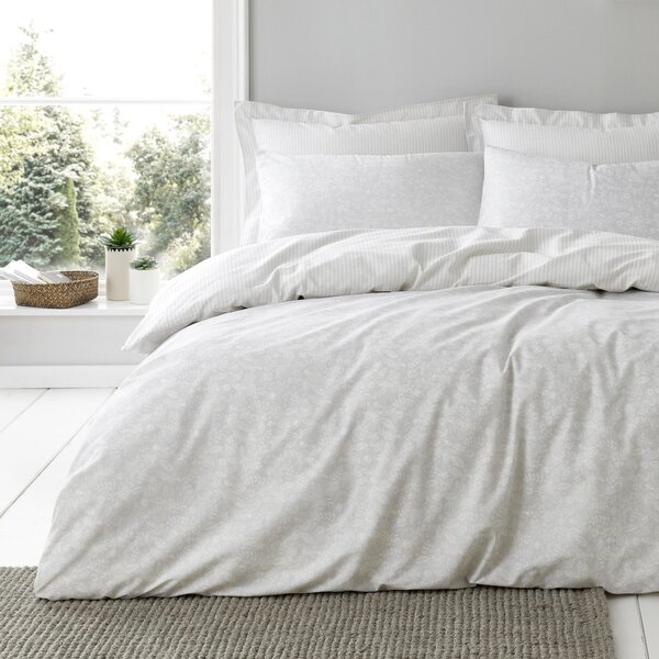 Phoebe Grey Duvet Cover and Pillowcase Set Grey and White