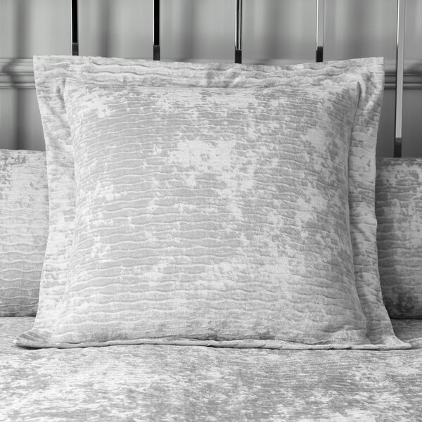 Tanith Silver Velvet Continental Square Pillowcase Silver and White