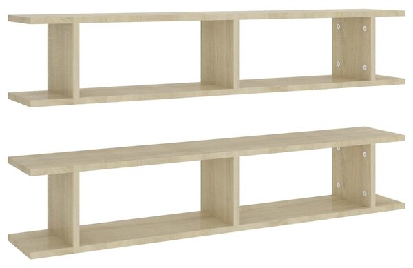 Wall Shelf 2 pcs Sonoma Oak 105x18x20 cm Engineered Wood