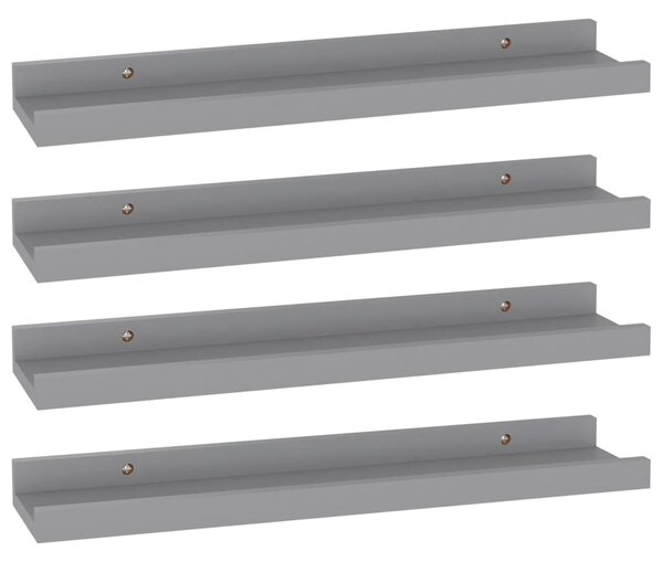 Wall Shelves 4 pcs Grey 40x9x3 cm