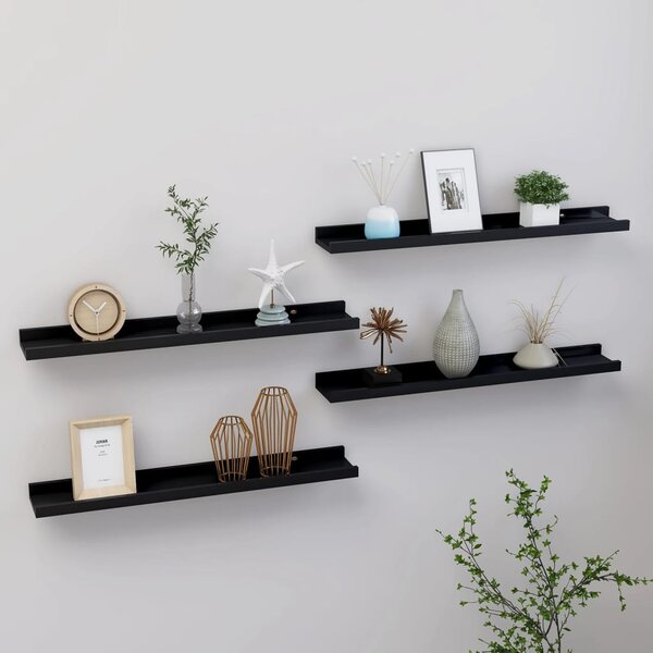 Wall Shelves 4 pcs Black 60x9x3 cm