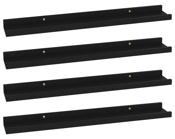 Wall Shelves 4 pcs Black 60x9x3 cm