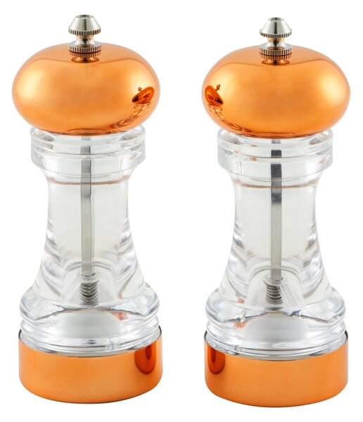 Dunelm Copper Salt and Pepper Mill Set Clear and Orange