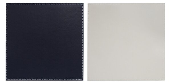 Set of 4 Dual Colour Faux Leather Placemats Navy and Cream