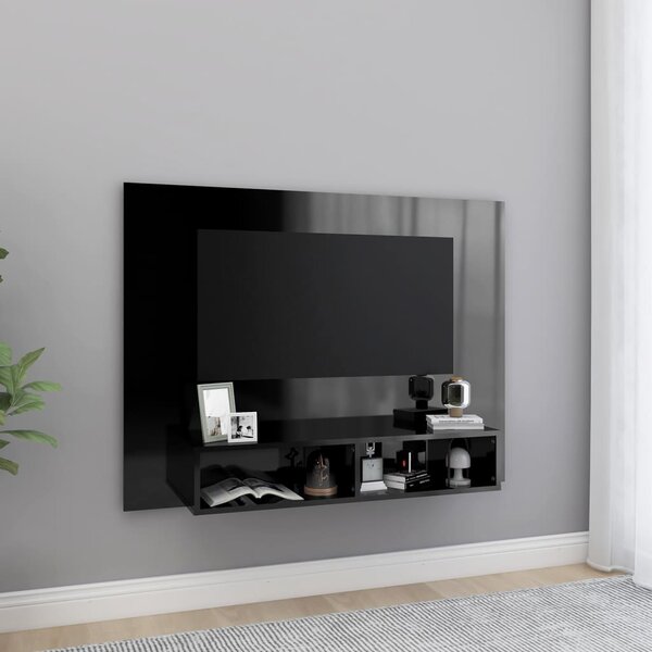 Wall TV Cabinet High Gloss Black 120x23.5x90 cm Engineered Wood