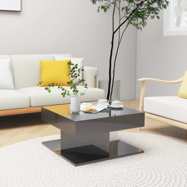 Coffee Table High Gloss Grey 57x57x30 cm Engineered Wood