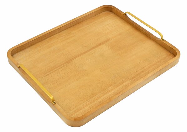 Wooden Tray with Handles Brown