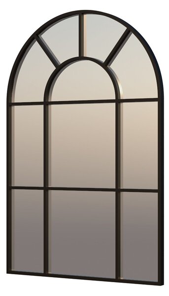 Black Iron Arch Window Pane Mirror