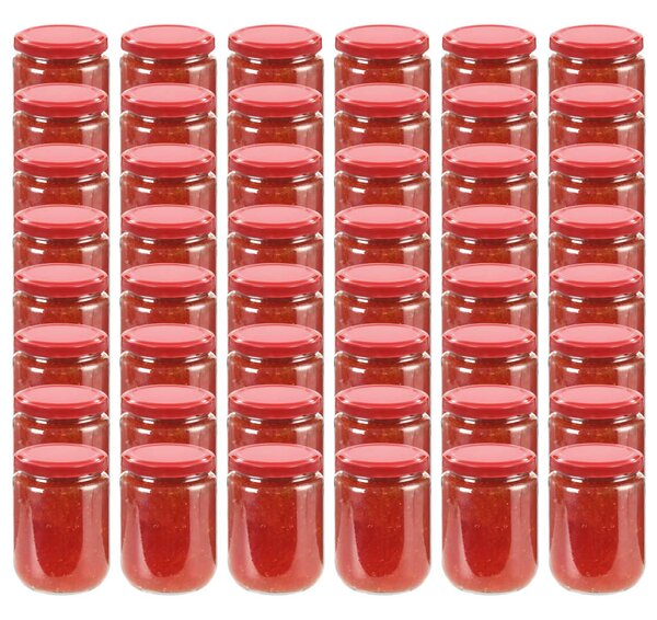 Glass Jam Jars with Red Lid 48 pcs 230 ml