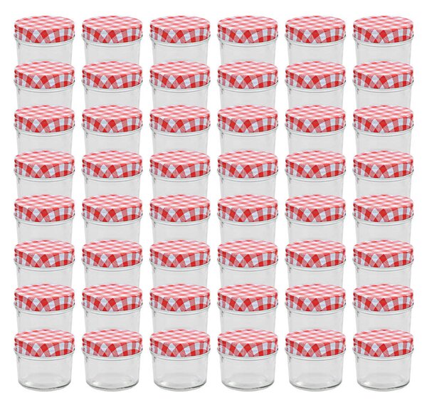 Glass Jam Jars with White and Red Lids 48 pcs 110 ml