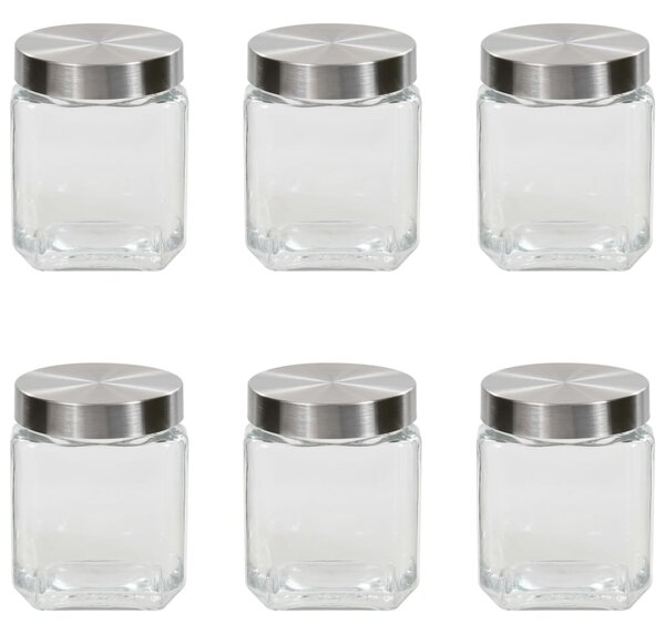 Storage Jars with Silver Lid 6 pcs 1200 ml