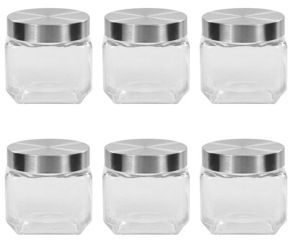 Storage Jars with Silver Lid 6 pcs 800 ml