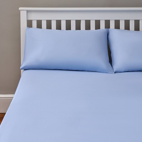The Willow Manor Easy Care Percale Single Fitted Sheet - Light Blue