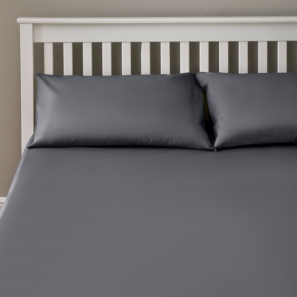 The Willow Manor Easy Care Percale King Fitted Sheet - Charcoal