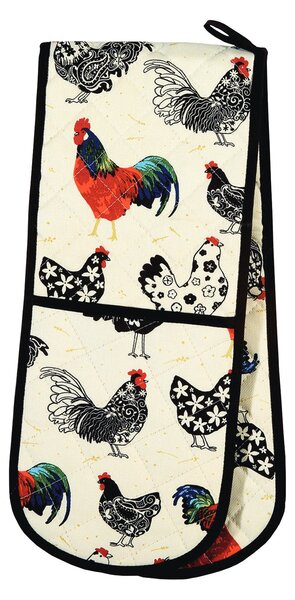 Ulster Weavers Rooster Double Oven Glove Off White, Blue and Red