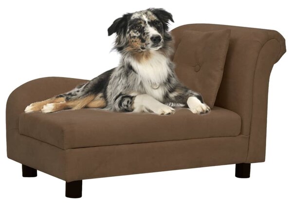 Dog Sofa with Pillow Brown 83x44x44 cm Plush