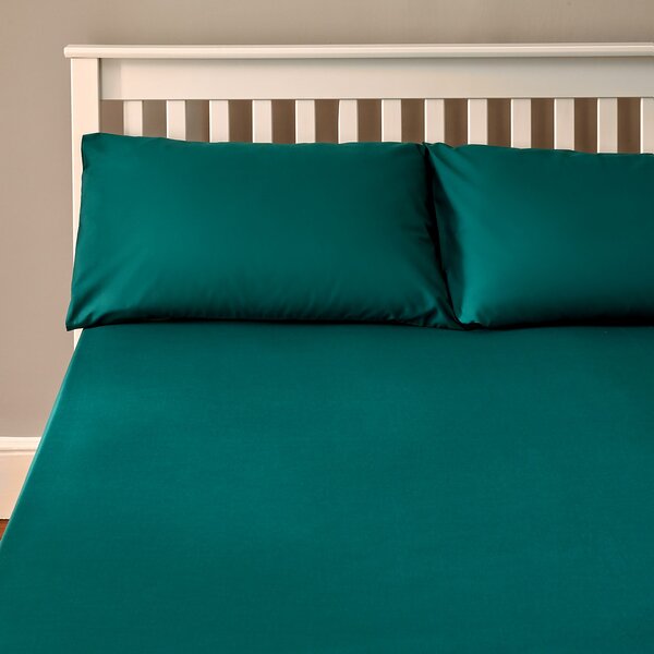 The Willow Manor Easy Care Percale Single Fitted Sheet - Dark Teal